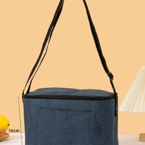 Custom insulated cooler tote bag with front pocket and double handles in khaki fabric by Top Sound