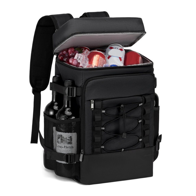 Olive green 20L high-capacity insulated cooler tote bag with front storage pocket and webbing handles by Top Sound