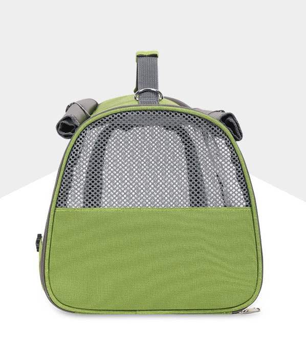 Close-up showing unzipped side panel extending outwards into a spacious mesh extension bay